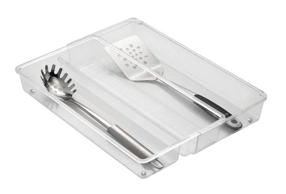 mDesign Besteckkasten ausziehbar transparent 3 Fächer