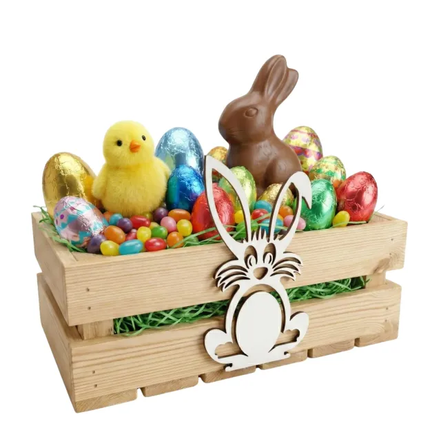 GoodFreshDecor Holzkiste Ostern 30x20x12 cm Naturfarbe Hase