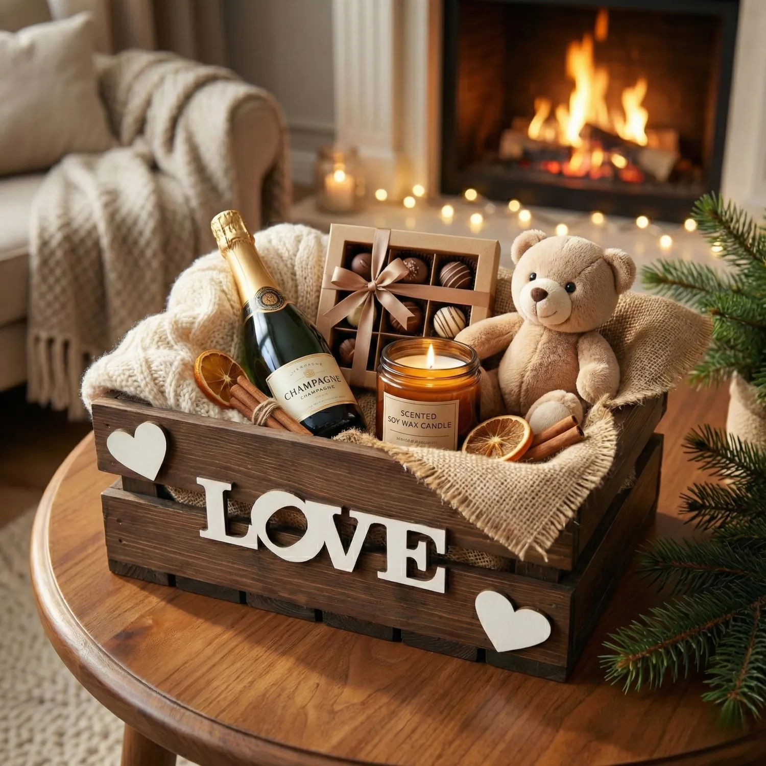 GoodFreshDecor Love Holzkiste 30x20x12 cm Braun Geschenkbox
