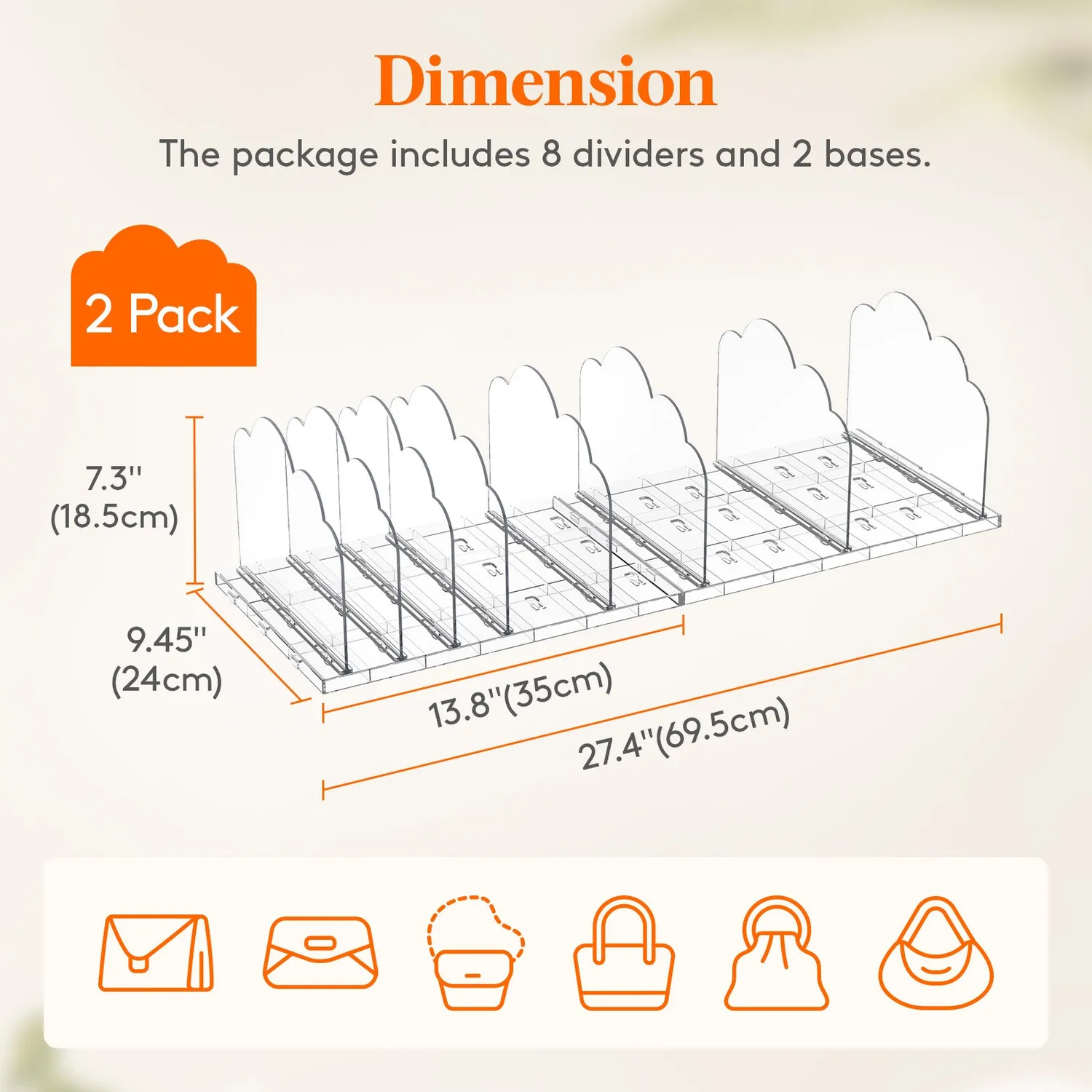 Lifewit Taschen Organizer Schrank 69 cm verstellbar klar