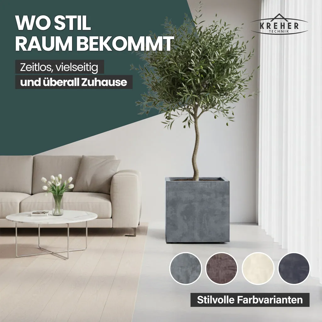 Kreher Millennium Pflanzkübel 80L eckig rollbar grau