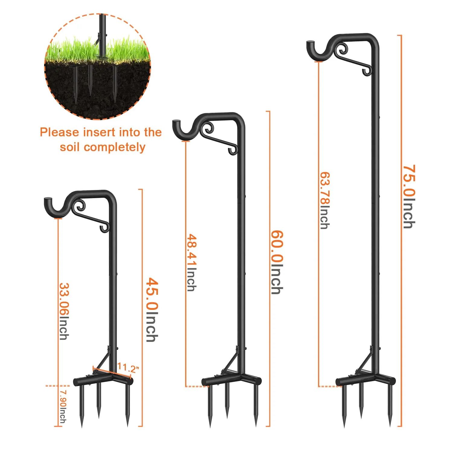 BOMCLAP Schäferhaken 75in 190cm 2er-Set schwarz Eisen