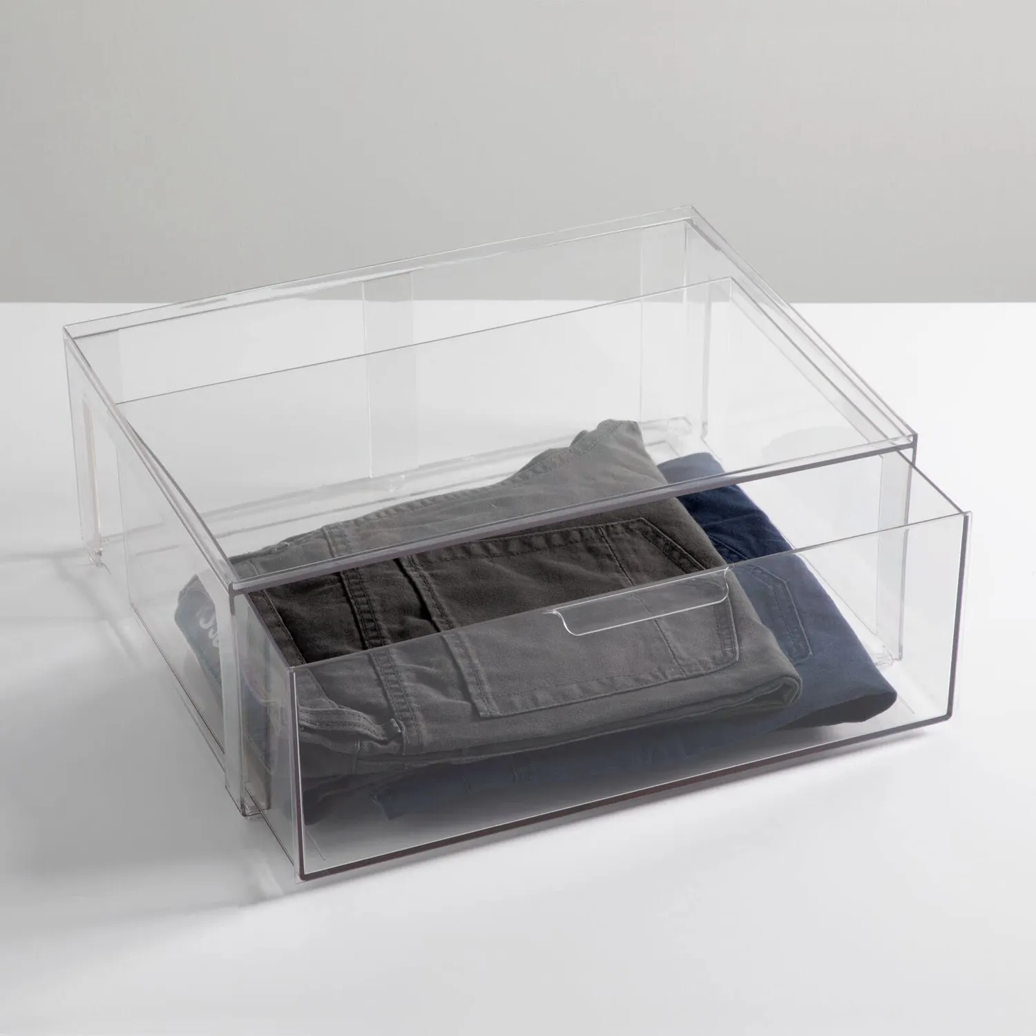 mDesign Schuhbox Kunststoff Stapelbox 40,6 cm 2er-Set transparent