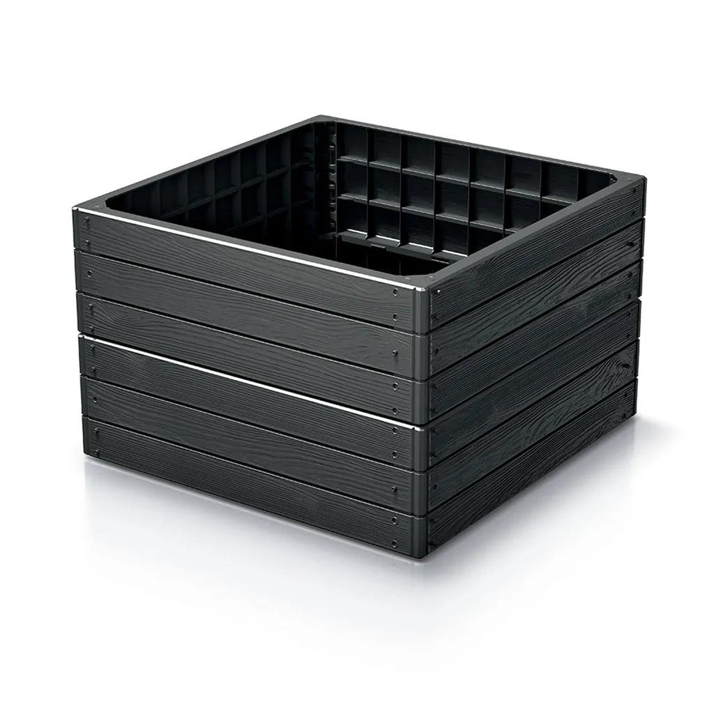 Kreher Woody Hochbeet 76x76 cm Anthrazit 1er Set Holzoptik