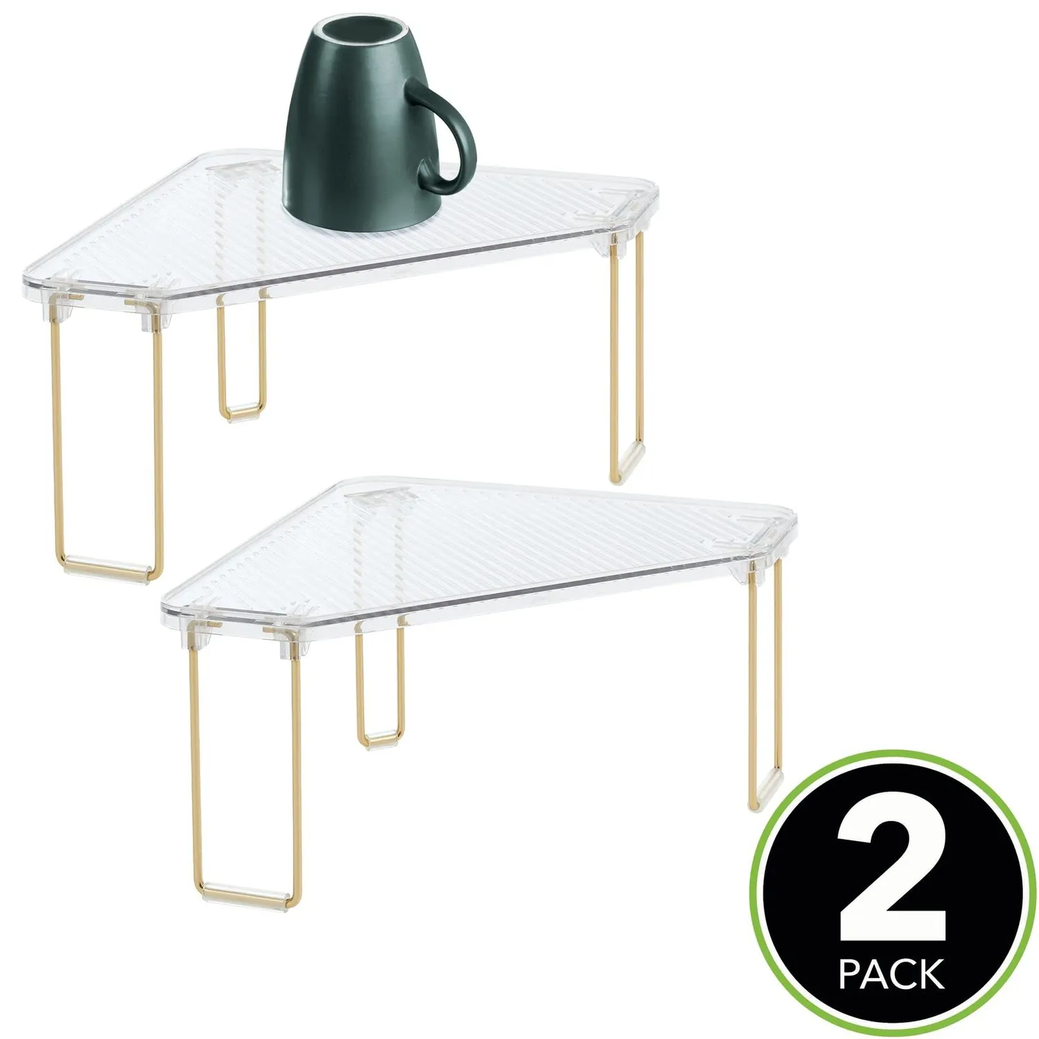mDesign Eckregal Ligne 2er Set transparent faltbar stapelbar