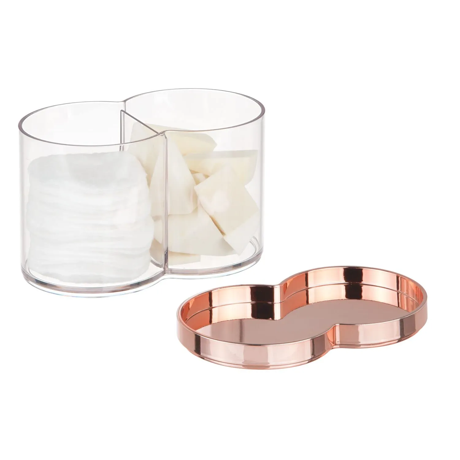mDesign Kosmetikorganizer 2er-Set roségold stapelbar
