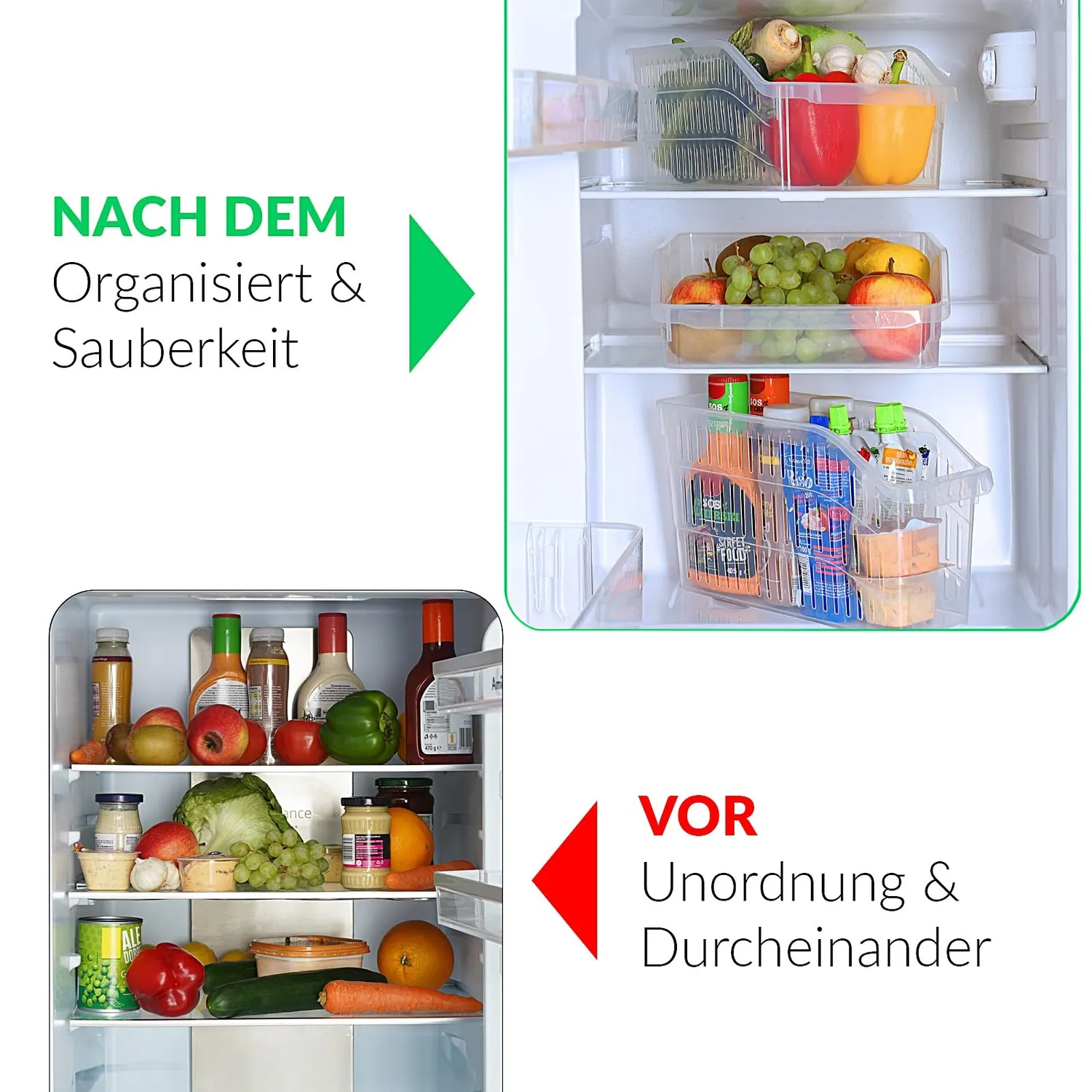 astor24 Kühlschrank Organizer 3er Set 25,5x30 BPA-frei