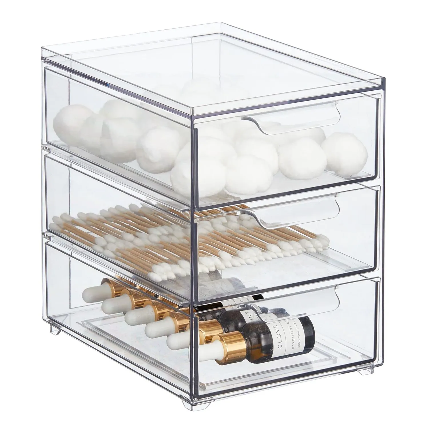 mDesign Kosmetikorganizer Schubladenbox 3 Schubladen transparent