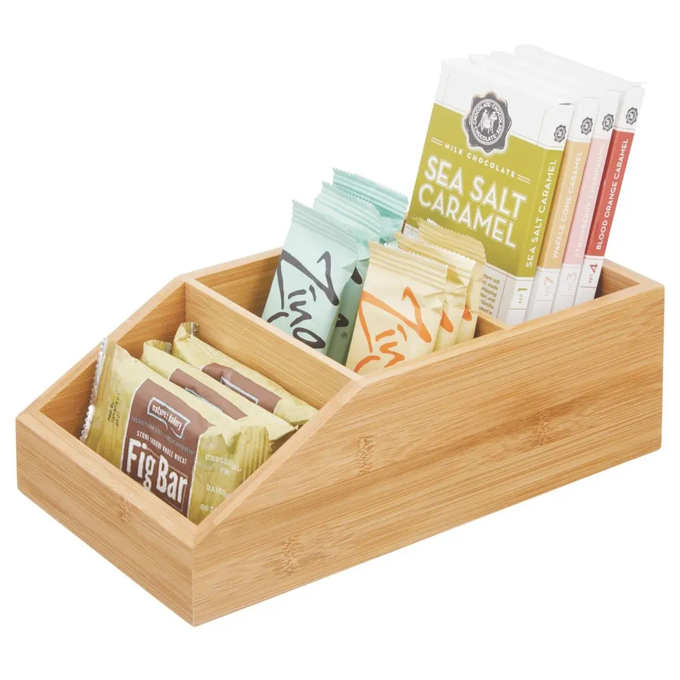 mDesign Bambus Ordnungsbox Holzkiste bambusfarben offen