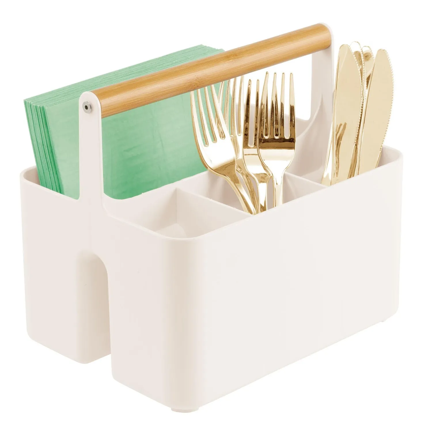 mDesign Küchenkorb Caddy 2 Fächer Griff transparent