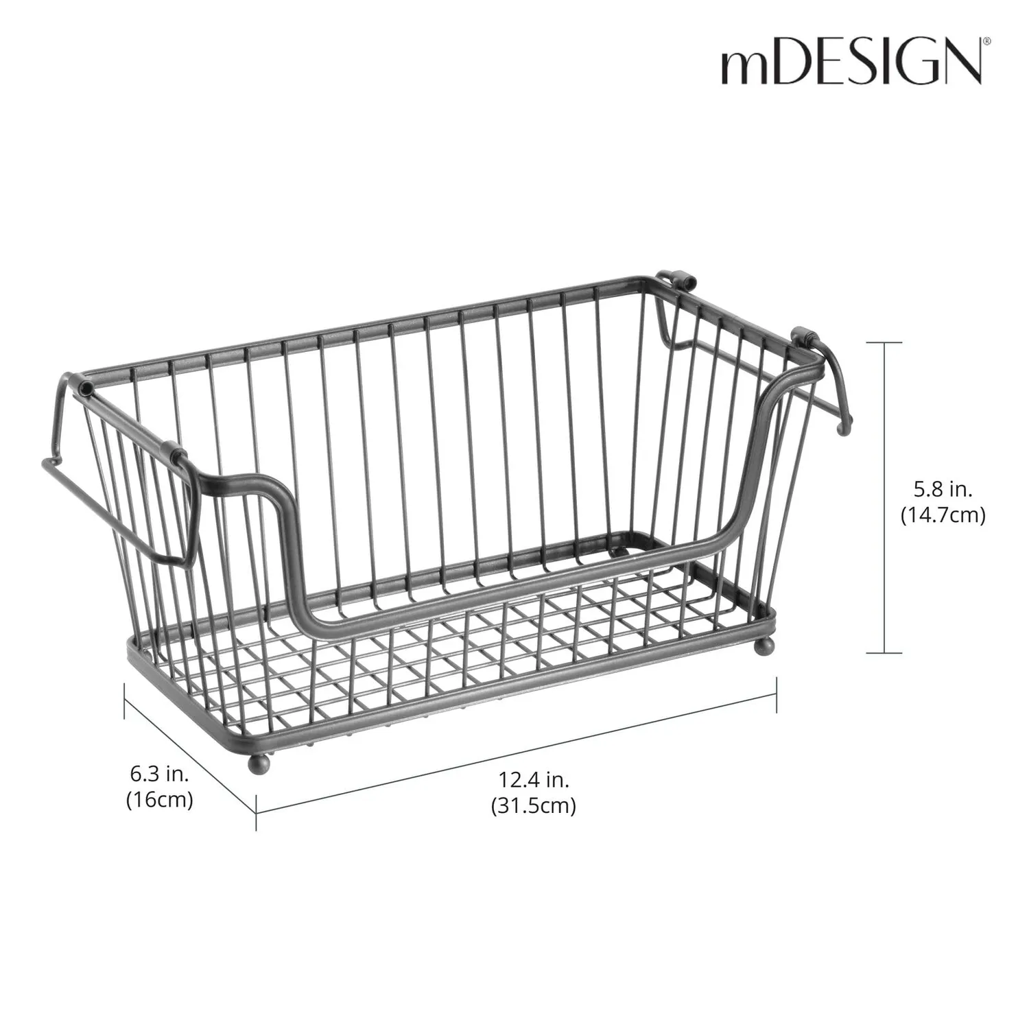 M Design Metall Ablagebox Drahtkorb 6er-Set dunkelgrau