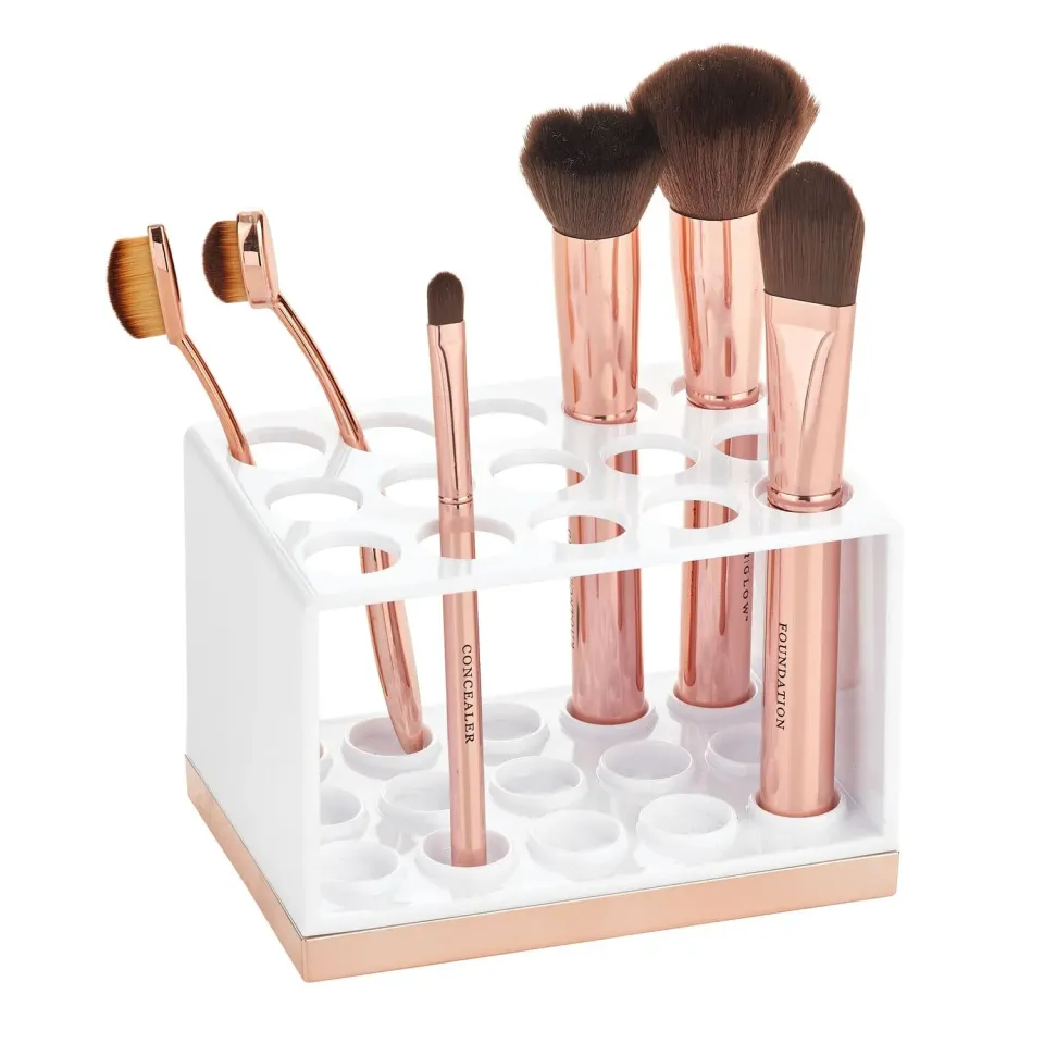 mDesign Kosmetik Organizer 15 Fächer weiß-rotgold für Make-up