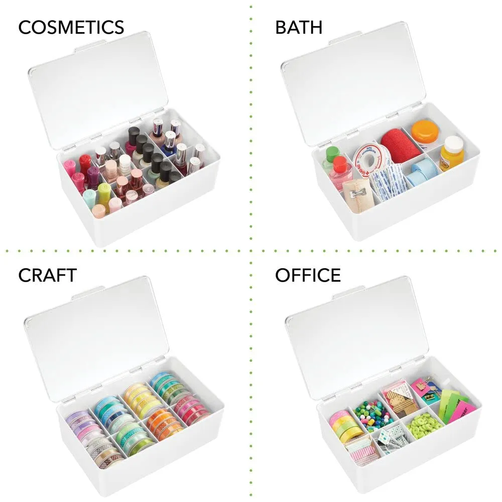 mDesign Teebox Aufbewahrungsbox 8 Fächer 2er-Set weiß