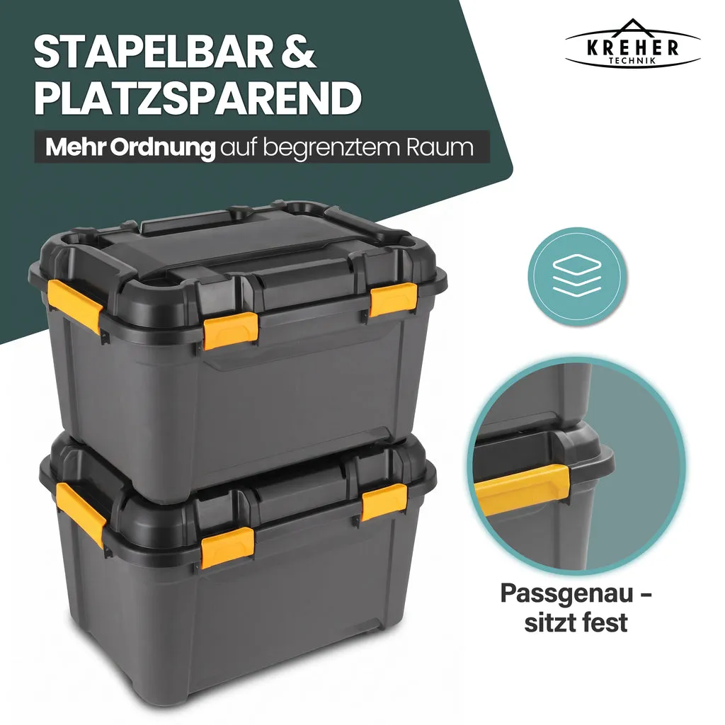 Kreher Bunker Aufbewahrungsbox 80L mit Deckel IPX7 schwarz