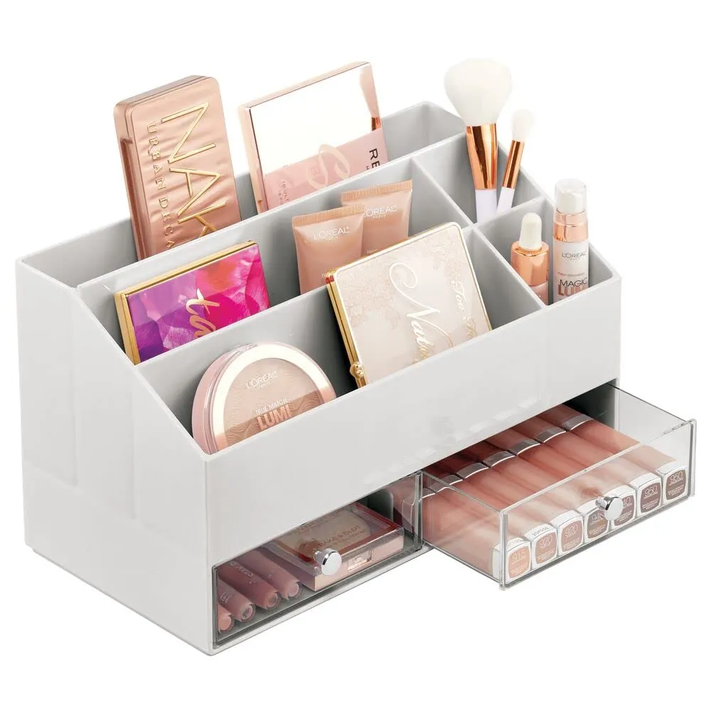 M Design Kosmetik Organizer 07798MDCEU Make-up Box hellgrau 5 Fächer