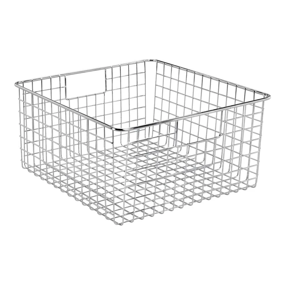 mDesign Drahtkorb Chrom 2er-Set 30,5 cm mit Griffen Metall