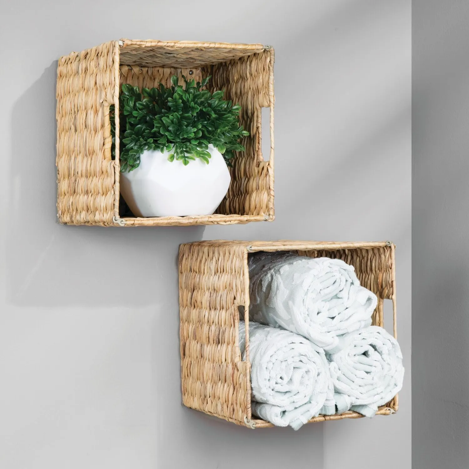 mDesign Aufbewahrungskorb Wasserhyazinthe 2er-Set natur 26,7cm