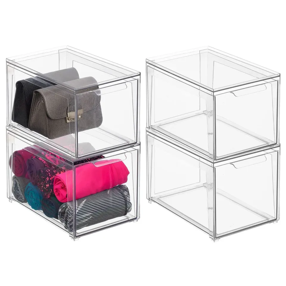 mDesign Schuhbox transparent 4er-Set stapelbar Kunststoff