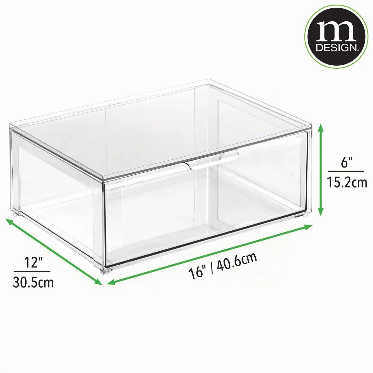 mDesign Schuhbox Kunststoff Stapelbox 40,6 cm 2er-Set transparent