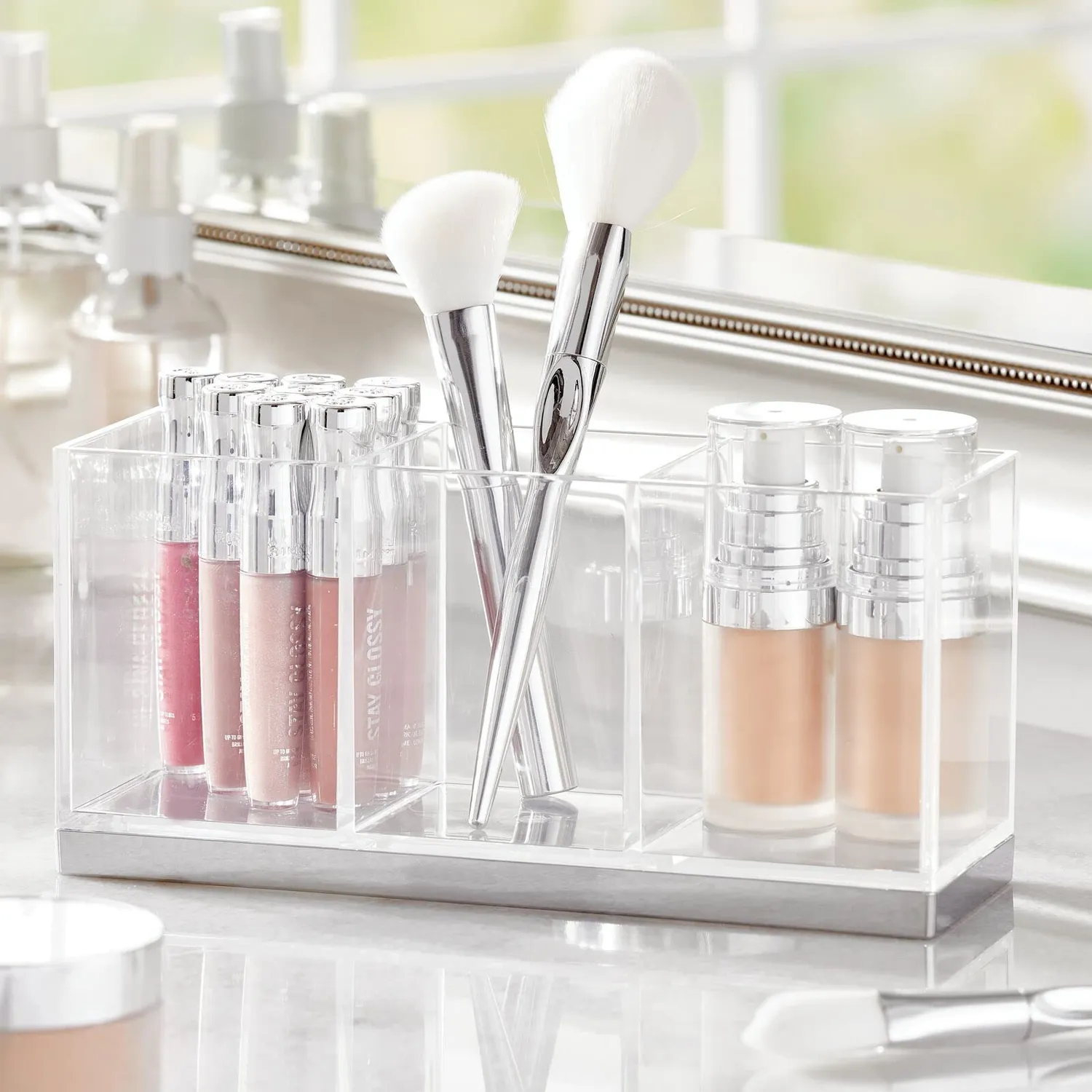 mDesign Make-up Organizer 3 Fächer transparent Kosmetikbox