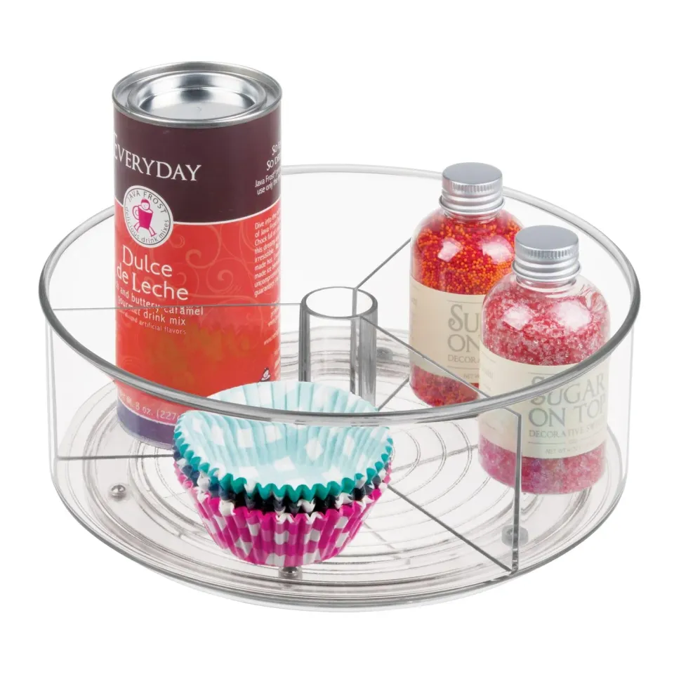 mDesign Lazy Susan Drehteller transparent für Kühlschrank