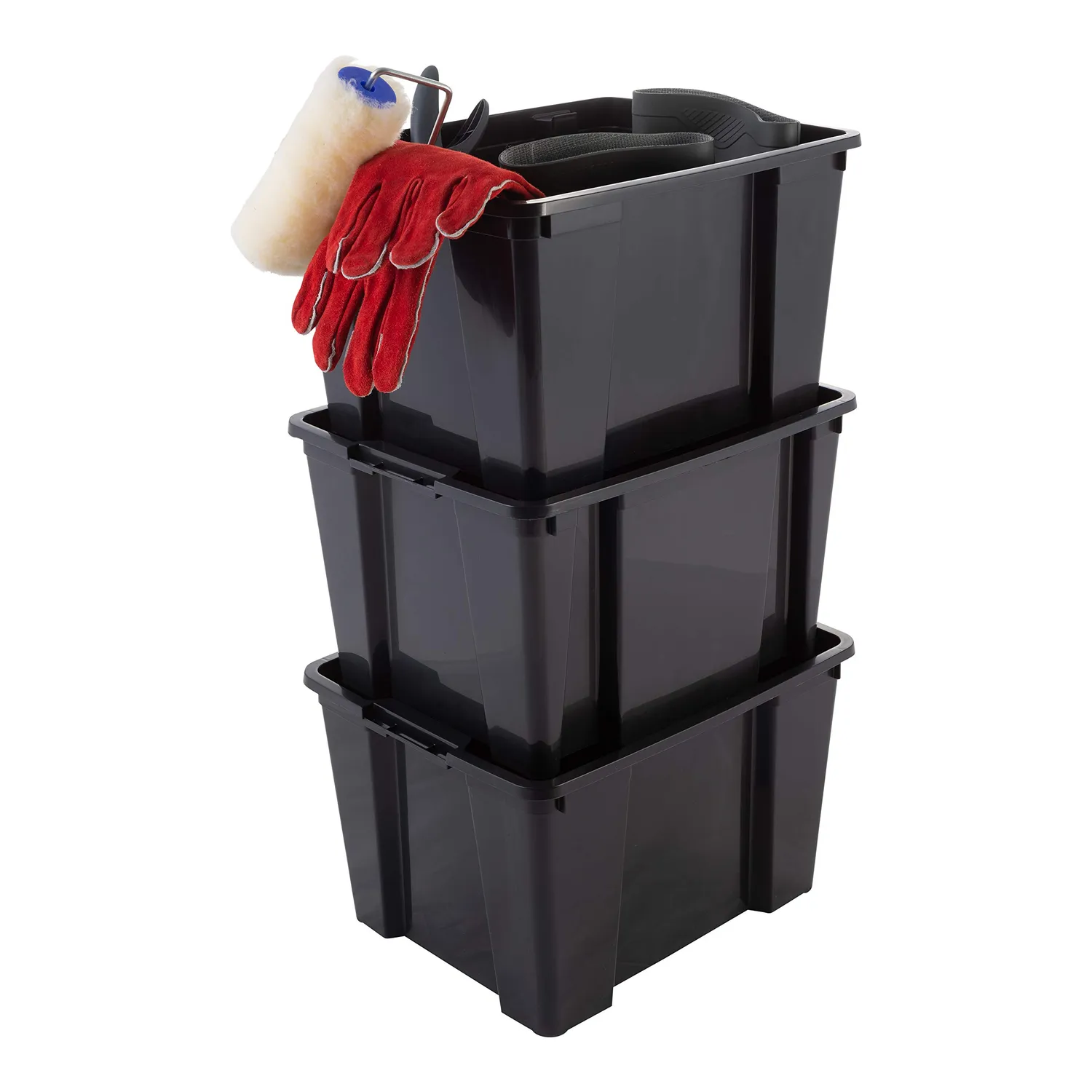 Iris Ohyama Hobby Box HB-45 Aufbewahrungsbox 45 L 3er-Pack schwarz