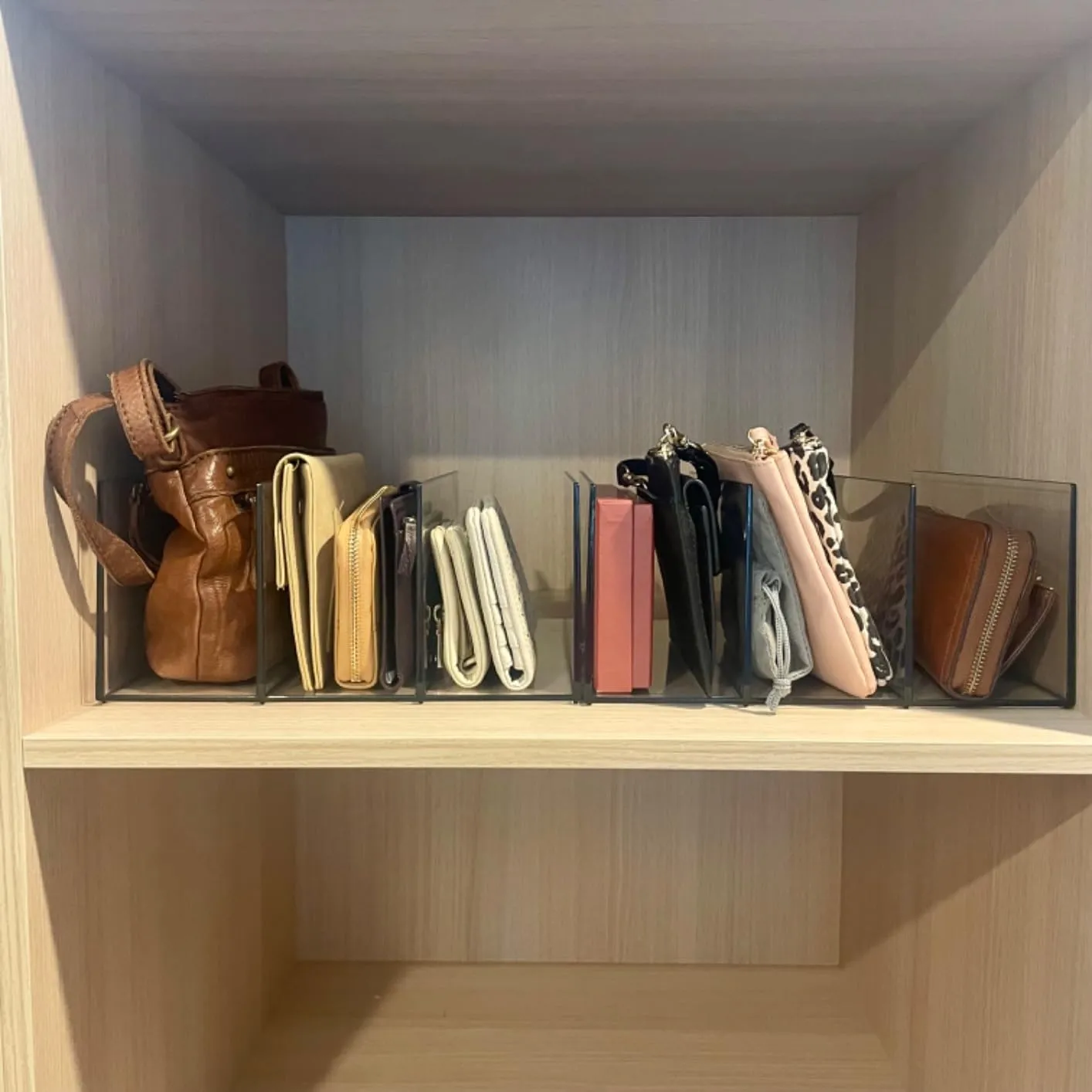 mDesign Clutch Organizer Handtaschenbox 5 Fächer rosa