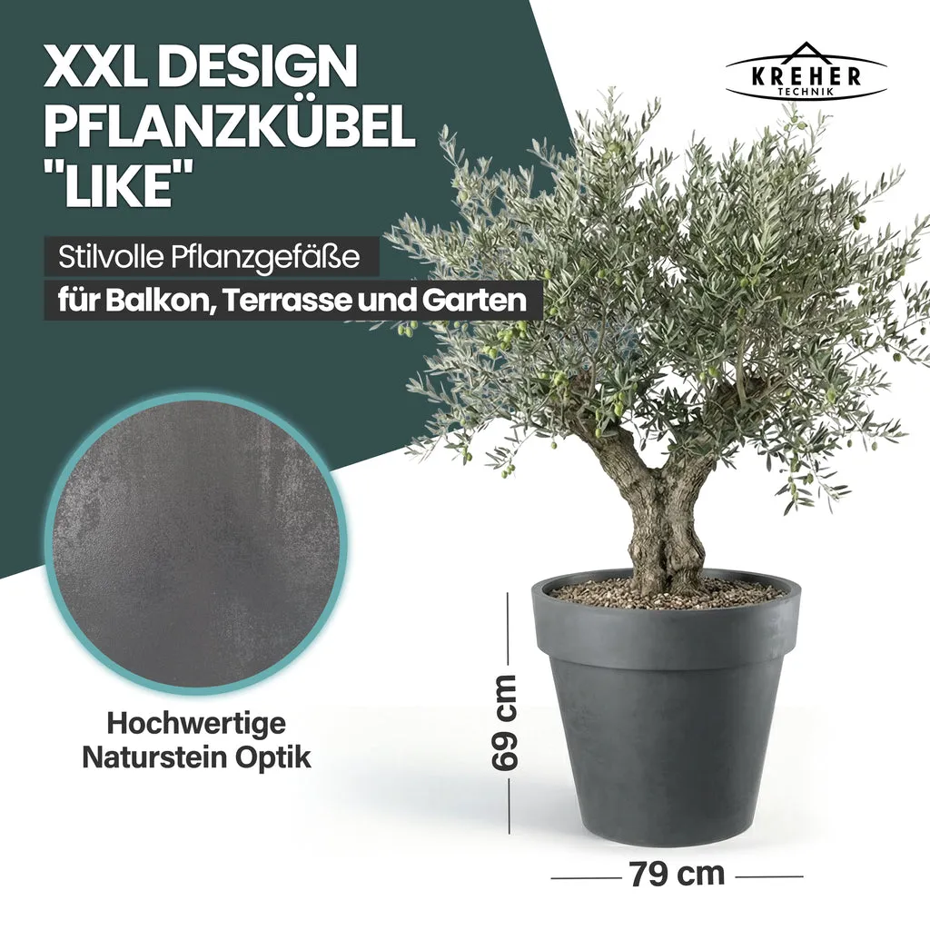 Kreher Like Pflanzkübel Ø79x69 cm anthrazit rollbar