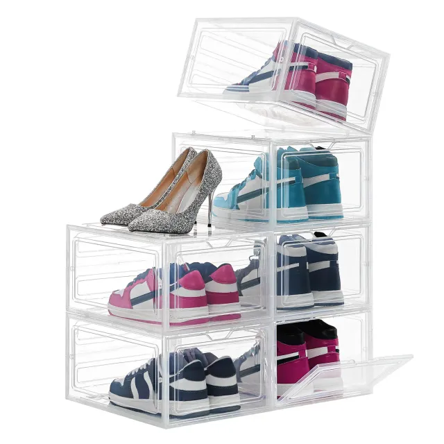 Lifewit Schuhbox stapelbar 6er transparent für Schuhe bis Gr. 46