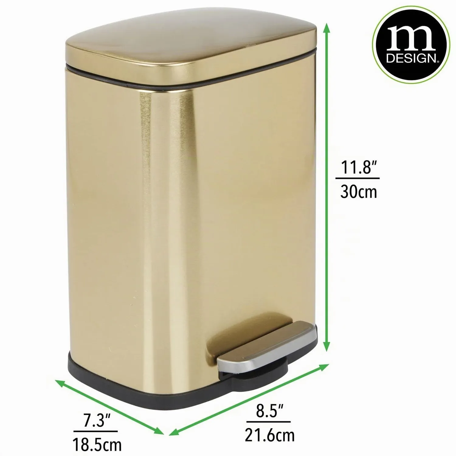 mDesign Tretmülleimer 5 L Edelstahl Mülleimer messingfarben