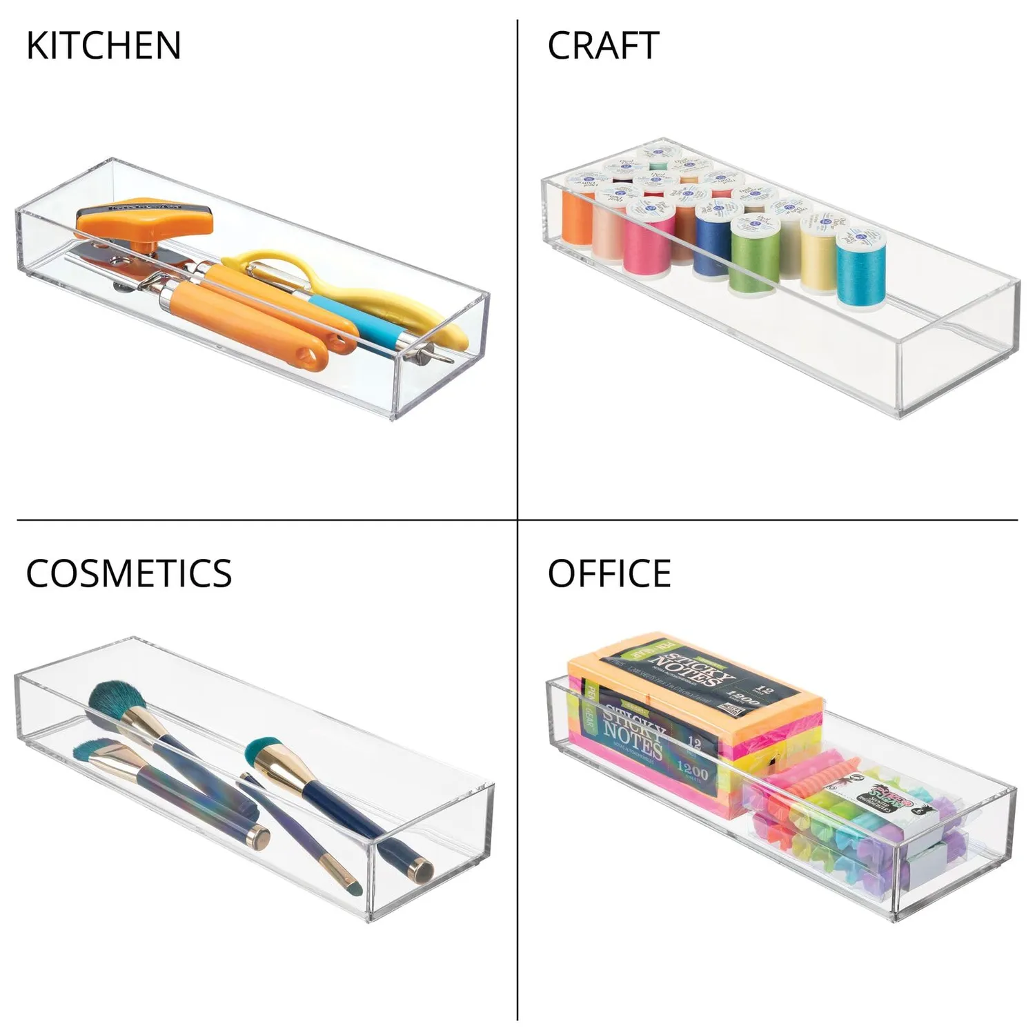 mDesign Kosmetik Organizer Aufbewahrungsbox 3er-Set durchsichtig stapelbar