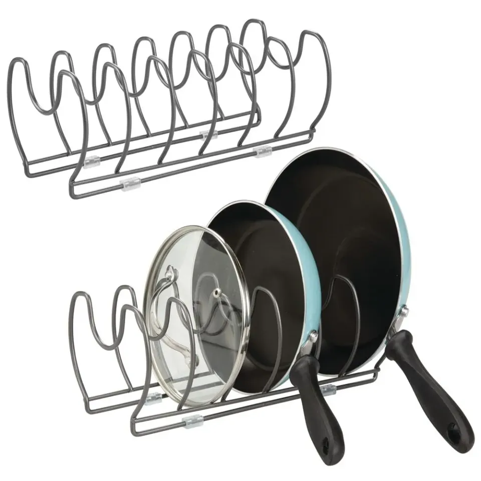 mDesign Topfdeckelhalter Pfannenhalter 2er-Set dunkelgrau Metall