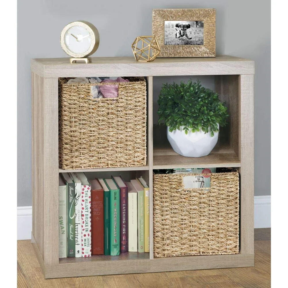 mDesign Aufbewahrungskorb Seegras 4er-Set bambusfarben