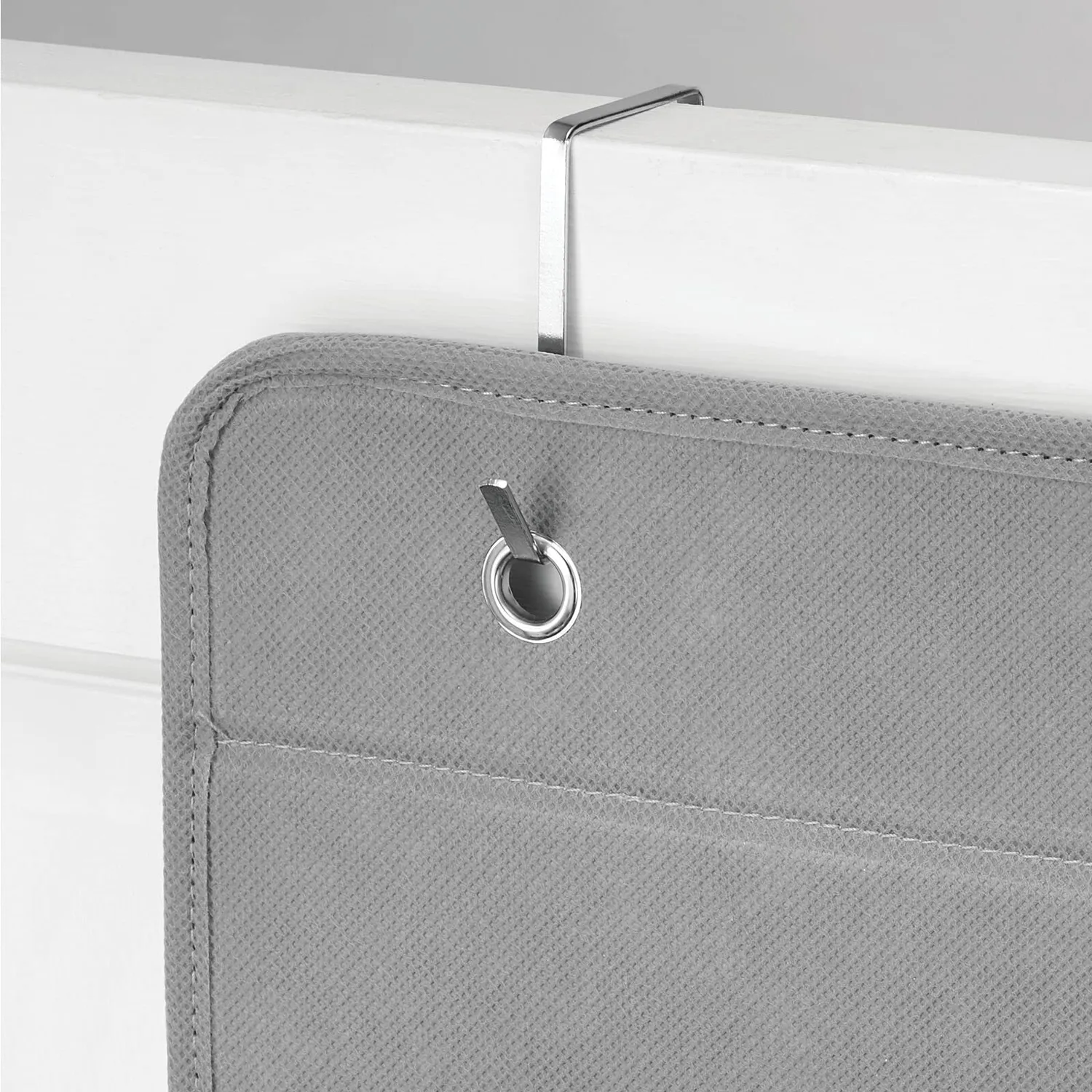 mDesign Hängeorganizer 3 Fächer Tür Stoff grau weiß
