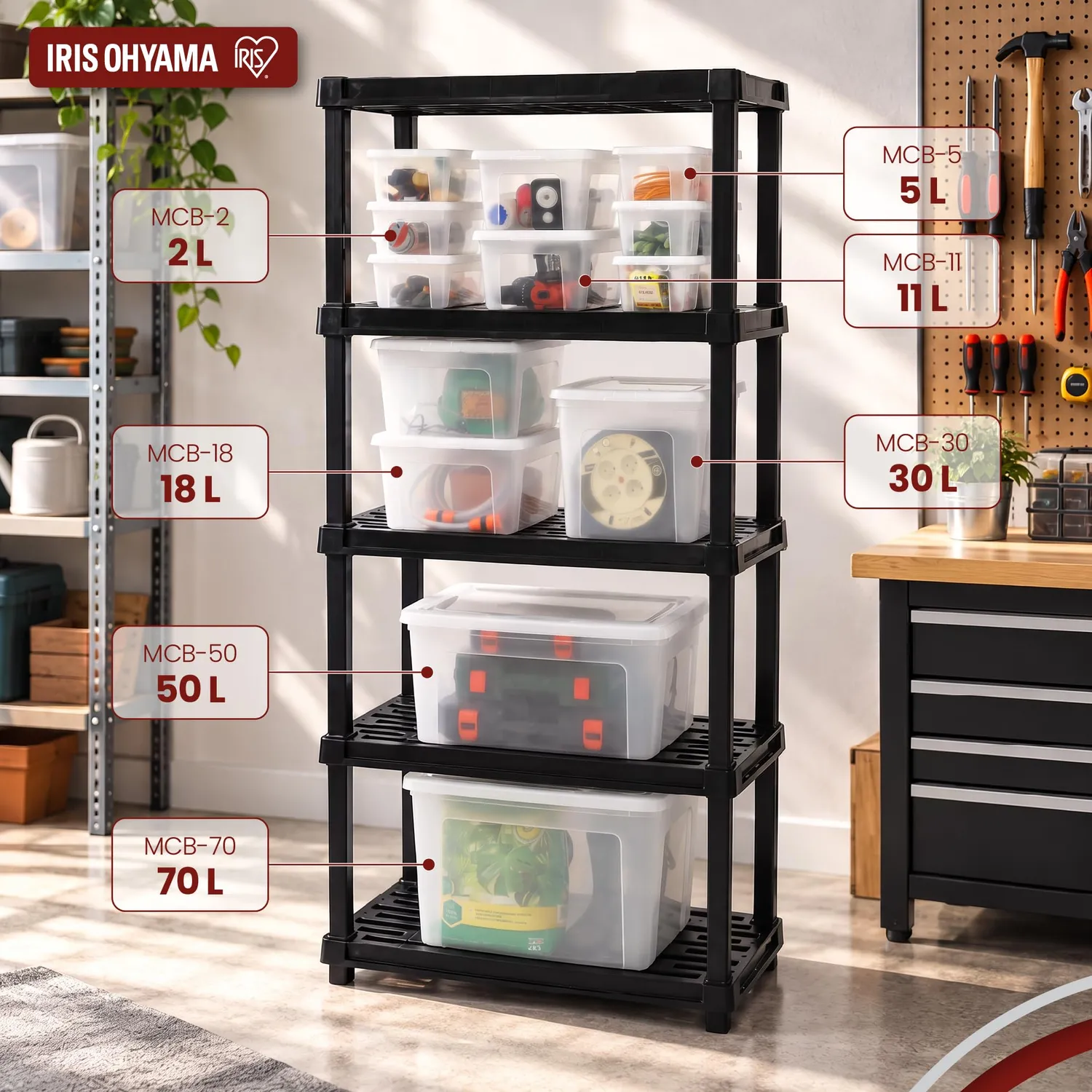Iris Ohyama MCB-11 Aufbewahrungsbox Transparent 3x11L stapelbar