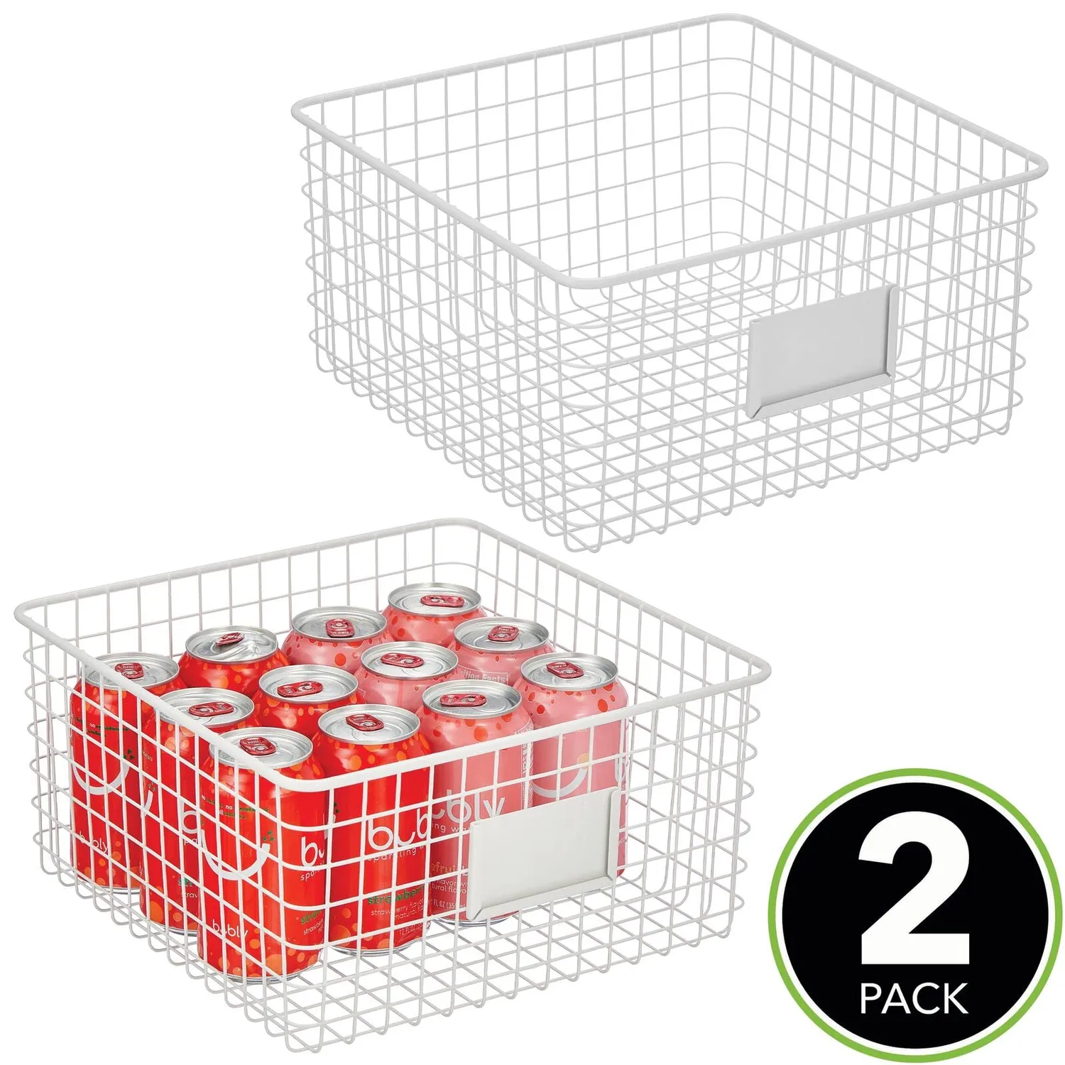 mDesign Allzweckkorb Metall Drahtkorb 2er-Set weiß