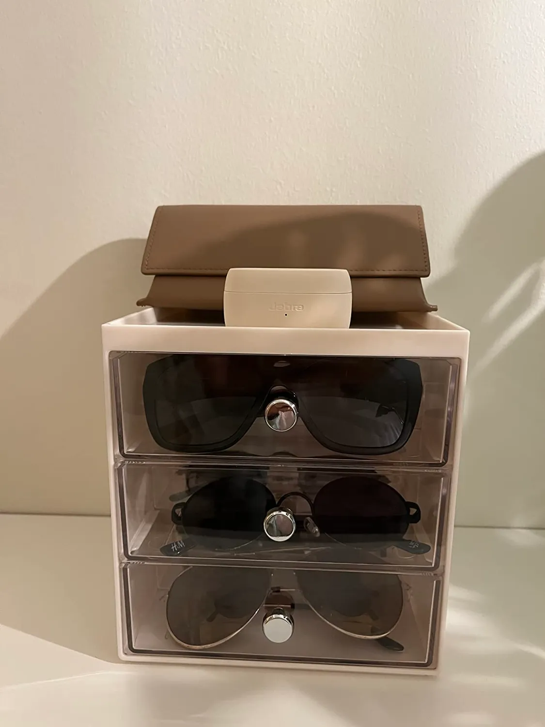 mDesign 07278MDGEU Brillenbox Creme-Transparent 9 Fächer