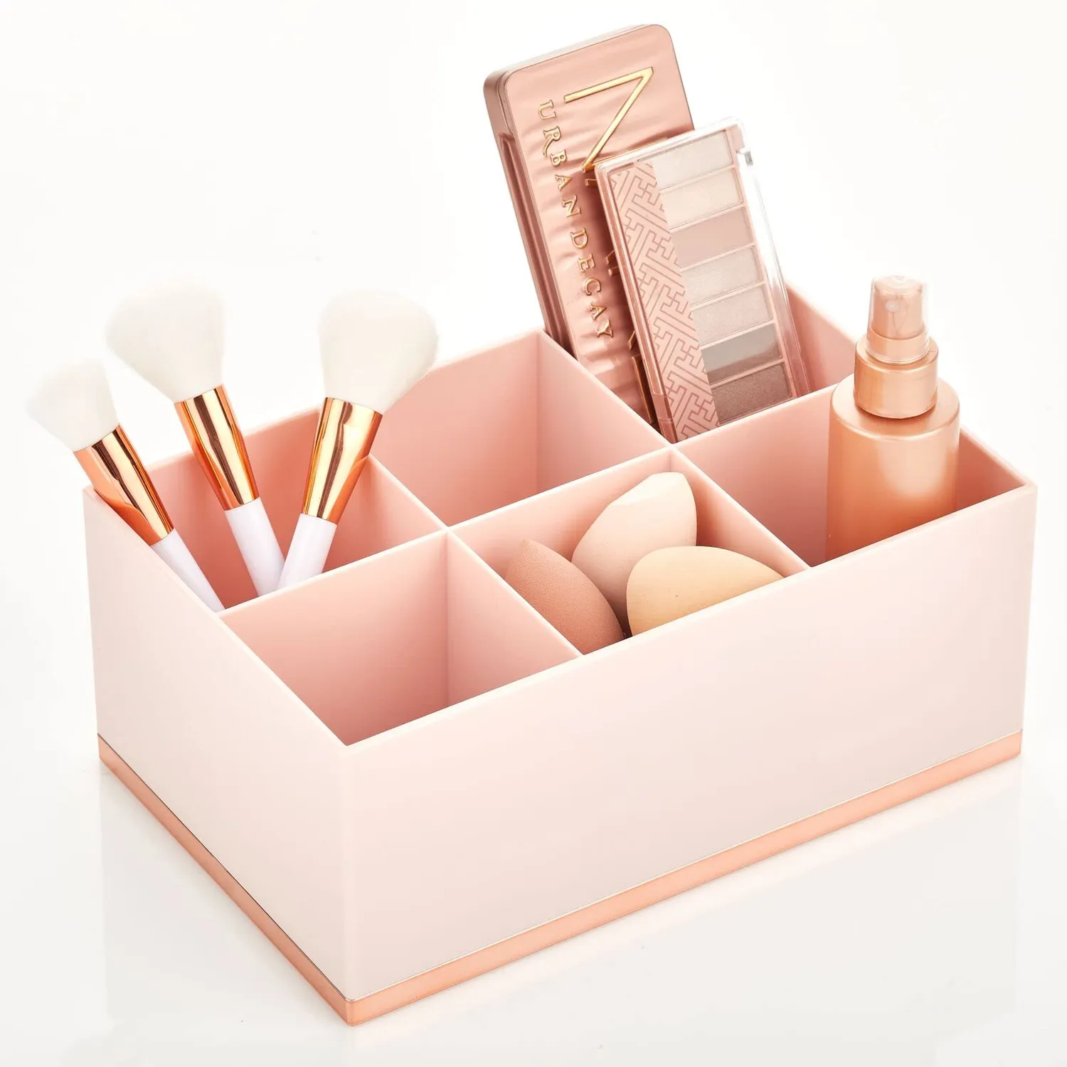 mDesign Make-up Organizer 6 Fächer hellrosa roségold Kunststoff