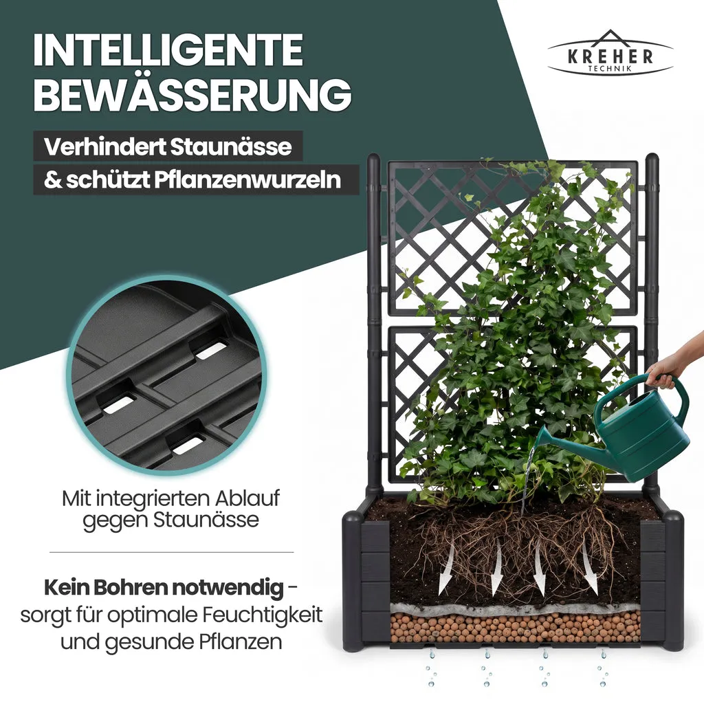 Kreher Holzoptik XL Spalier Pflanzkasten Anthrazit 90L