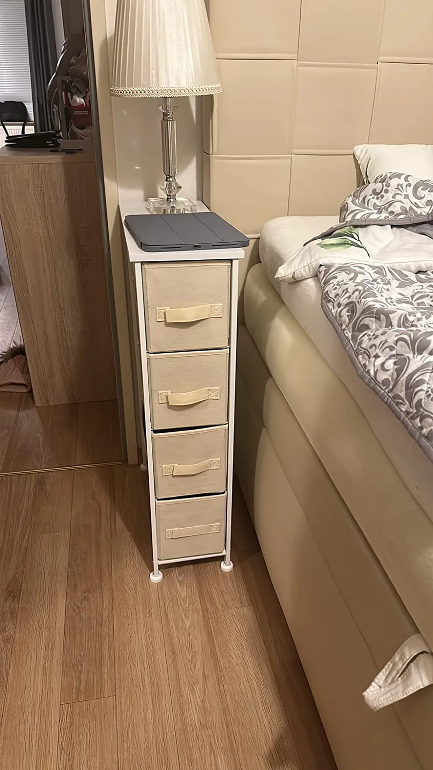 mDesign Kommode 4 Schubladen cremeweiß Stoff 48 cm