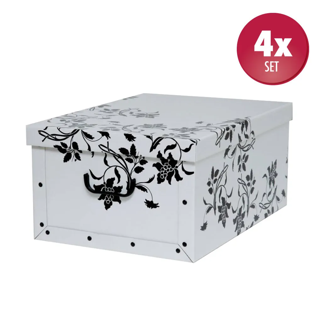 Kreher Dekokarton Blumen Barock Weiß 4er Set 40 Liter