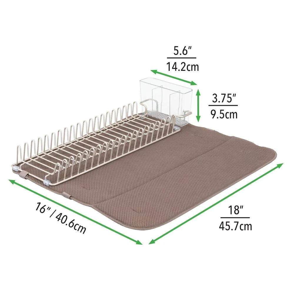 mDesign Abtropfgestell Metall Geschirrablage mit Matte mokka