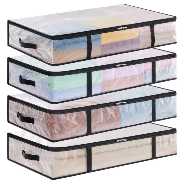 Lifewit Unterbettbox 4er Pack 60L transparent flach
