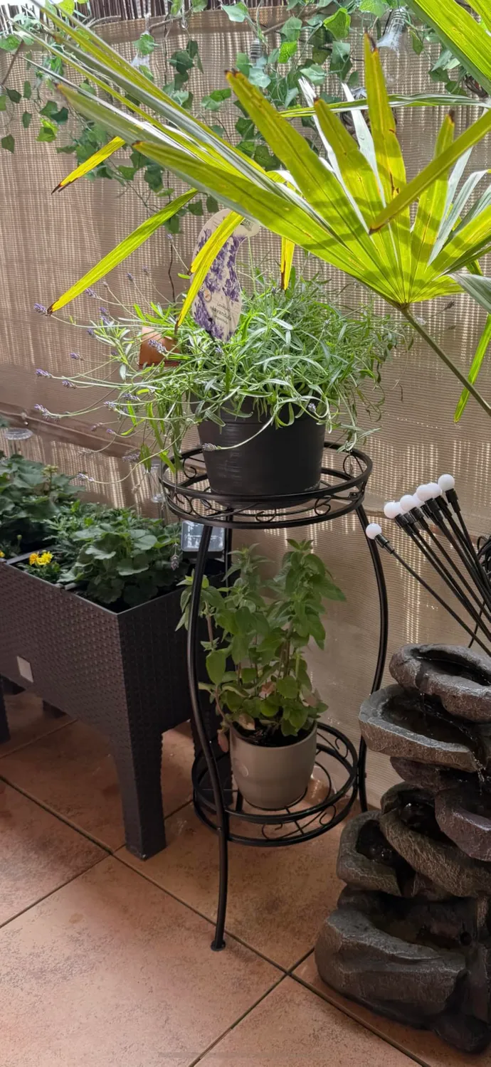 BOMCLAP Pflanzenständer Metall schwarz 69cm 2-stufig Blumenständer
