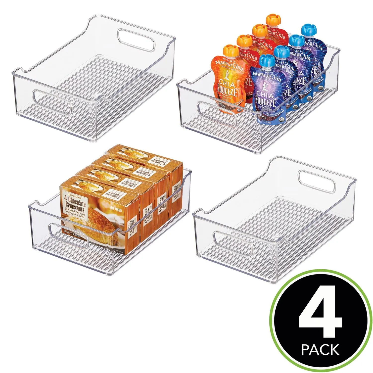 mDesign Kühlschrankbox Aufbewahrungsbox 4er-Set transparent