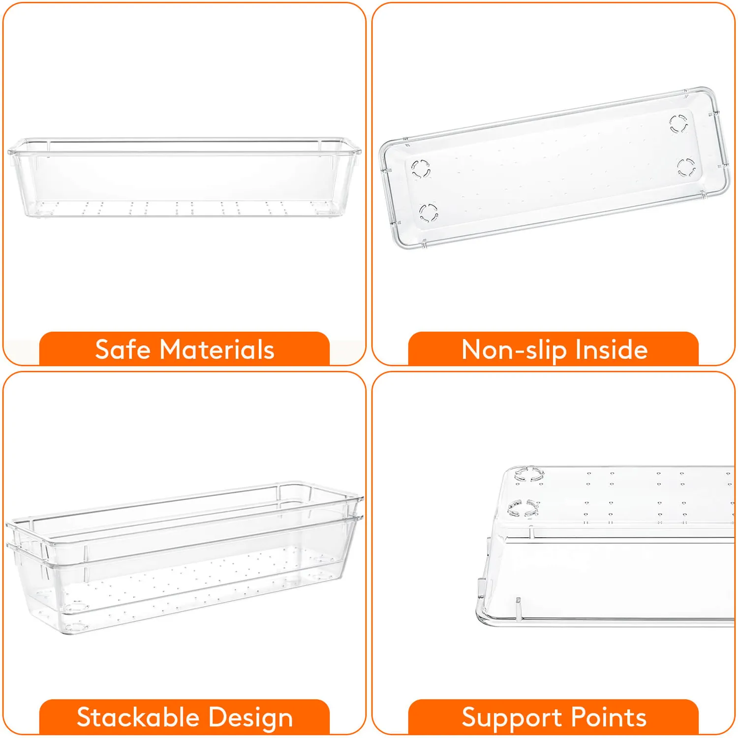 Lifewit Schubladen Organizer 17tlg transparent Kunststoff