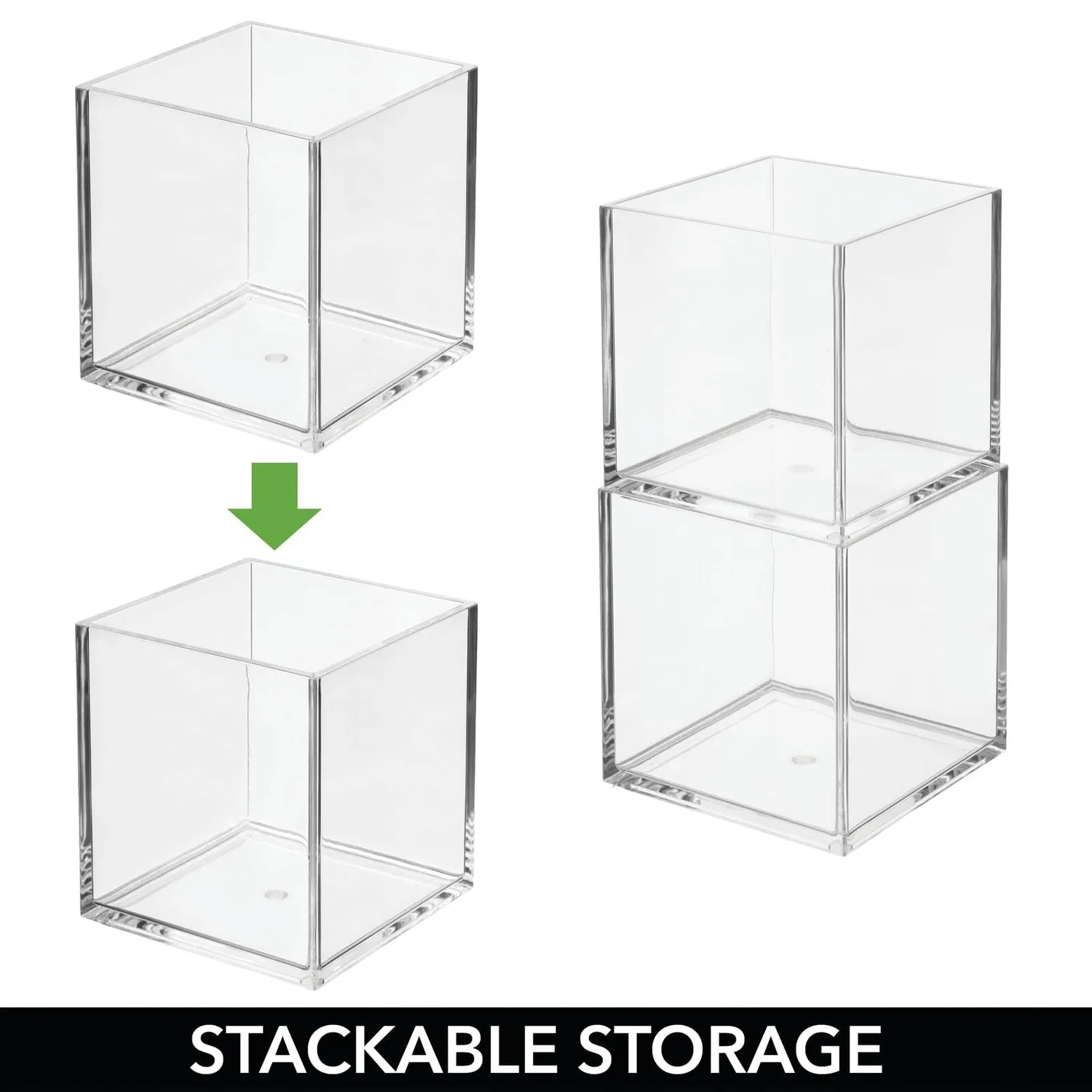 mDesign Kosmetik Organizer Box 3er-Set transparent quadratisch