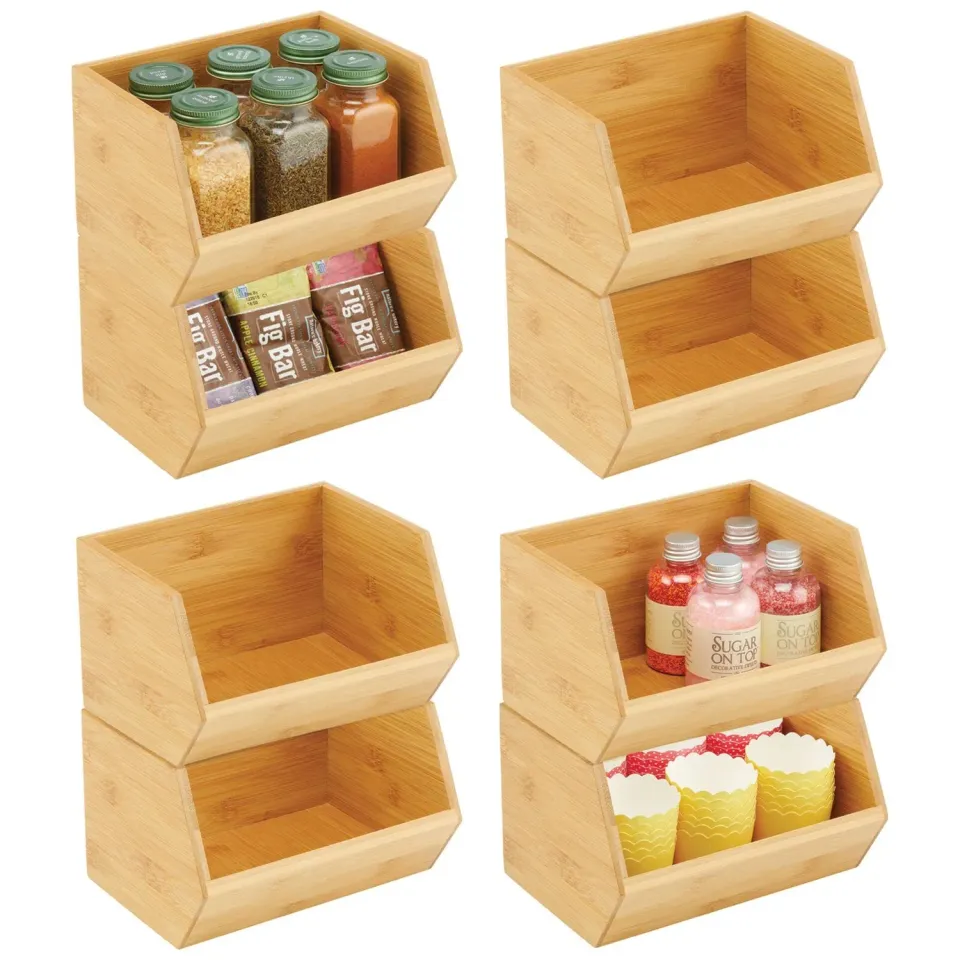 mDesign Echo Aufbewahrungsbox Bambus 8er Natur