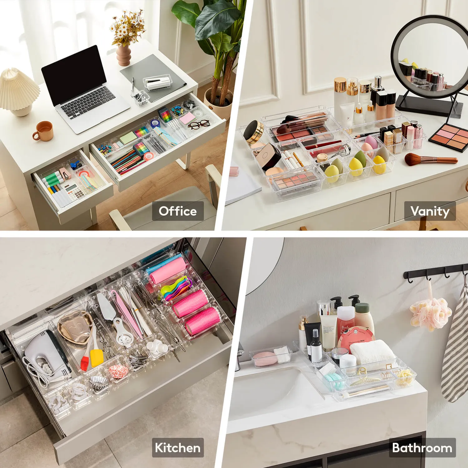 Lifewit Schubladen Organizer 19-teilig transparent Kunststoff