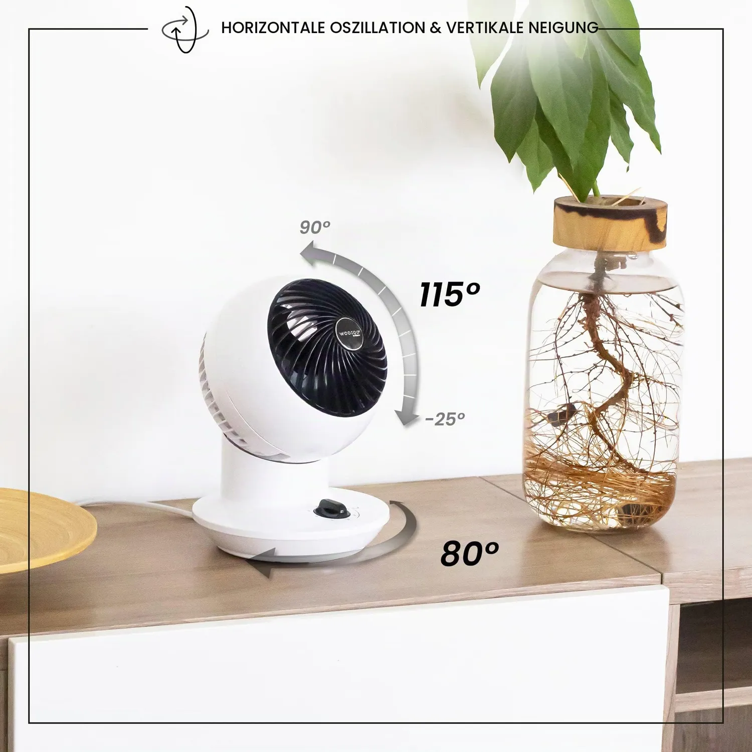 Iris Ohyama Woozoo PCF-SM12 Tischventilator weiß oszillierend leise